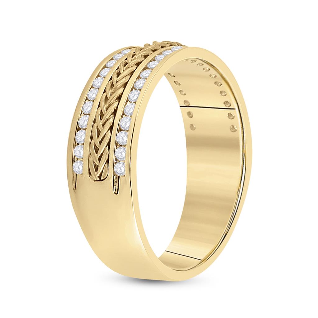 14k Yellow Gold Round Diamond Wedding Braided Band Ring 1/2 Cttw