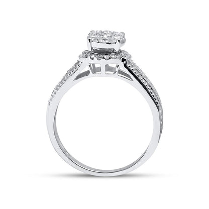14k White Gold Round Diamond Bridal Wedding Ring Set 3/4 Cttw