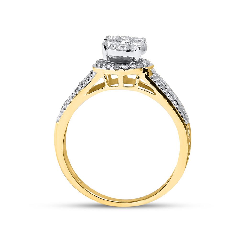 14k Yellow Gold Round Diamond Bridal Wedding Ring Set 3/4 Cttw