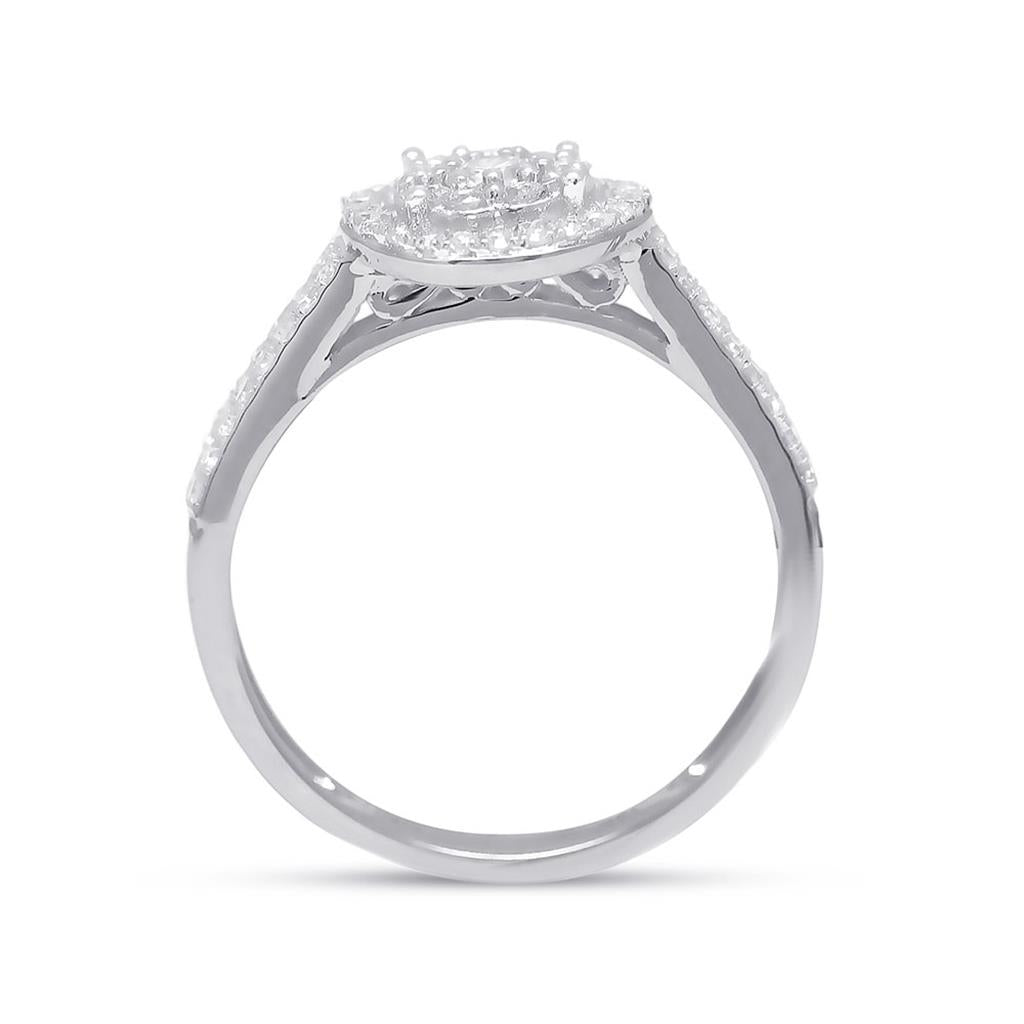 14k White Gold Round Diamond Bridal Wedding Ring Set 3/4 Cttw