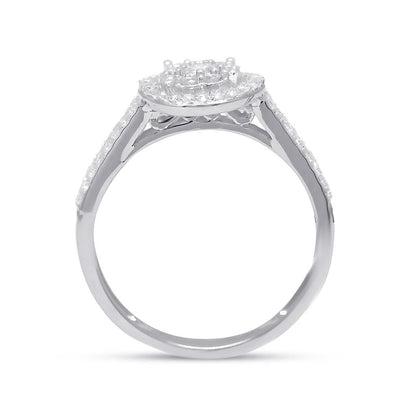 14k White Gold Round Diamond Bridal Wedding Ring Set 3/4 Cttw