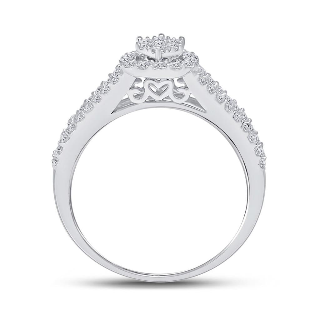 14k White Gold Round Diamond Bridal Wedding Ring Set 1-3/8 Cttw