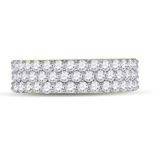 14k Yellow Gold Round Diamond Pave Band Ring 2-7/8 Cttw