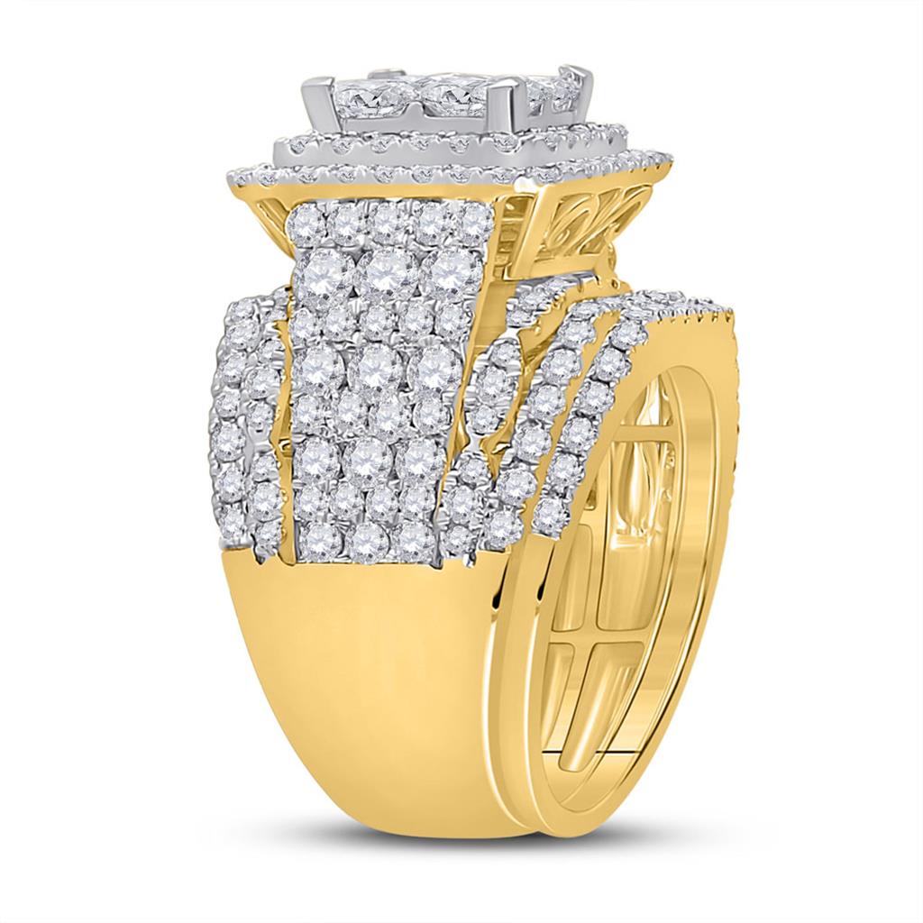 14k Yellow Gold Princess Diamond Bridal Wedding Ring Set 5 Cttw