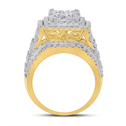 14k Yellow Gold Princess Diamond Bridal Wedding Ring Set 5 Cttw