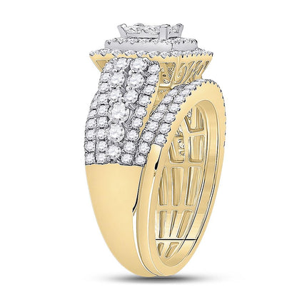 14k Yellow Gold Princess Diamond Bridal Wedding Ring Set 2 Cttw