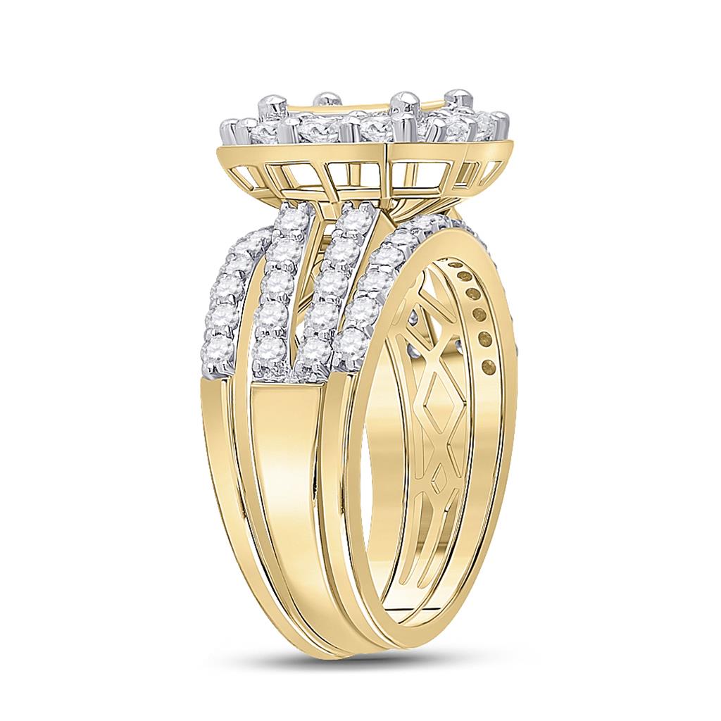 14k Yellow Gold Princess Diamond Bridal Wedding Ring Set 2 Cttw