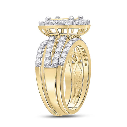 14k Yellow Gold Princess Diamond Bridal Wedding Ring Set 2 Cttw