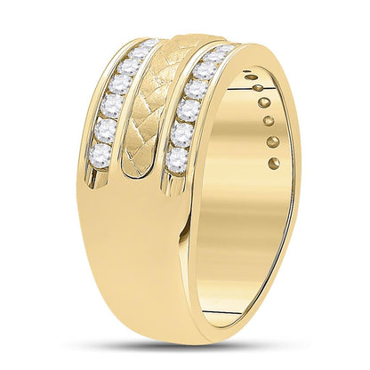 14k Yellow Gold Round Diamond Wedding Band Ring 1 Cttw