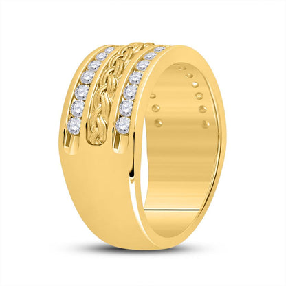 14k Yellow Gold Round Diamond Braid Wedding Band Ring 1 Cttw