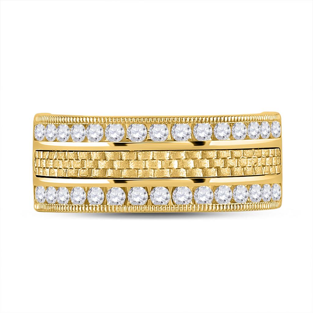14k Yellow Gold Round Diamond Wedding Band Ring 1 Cttw