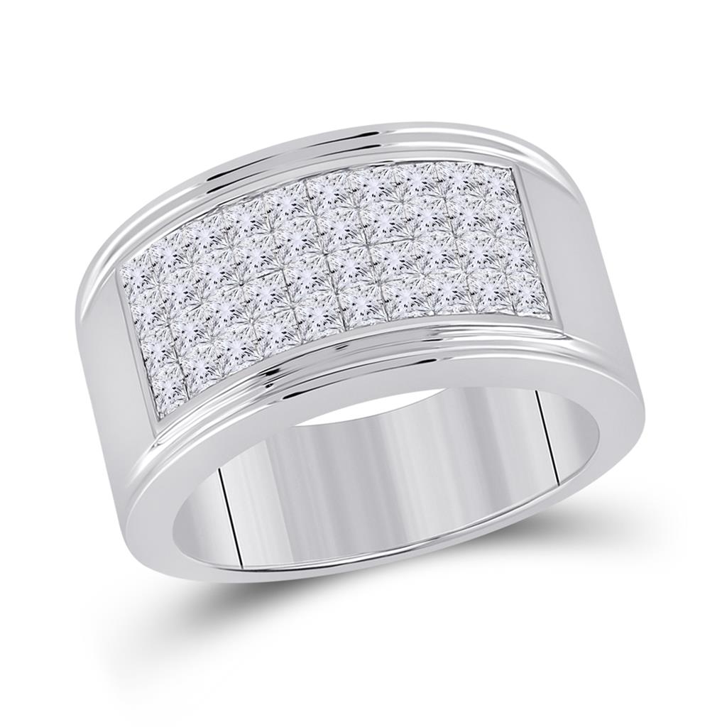 14k White Gold Princess Diamond Band Ring 3 Cttw