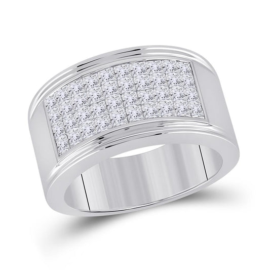 14k White Gold Princess Diamond Band Ring 3 Cttw