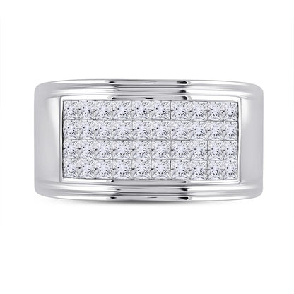 14k White Gold Princess Diamond Band Ring 3 Cttw
