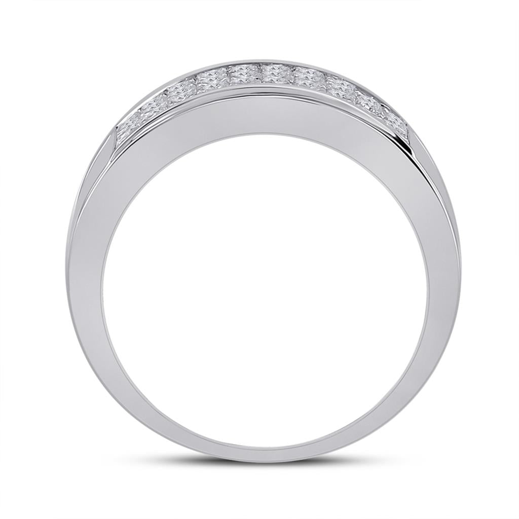 14k White Gold Princess Diamond Band Ring 3 Cttw