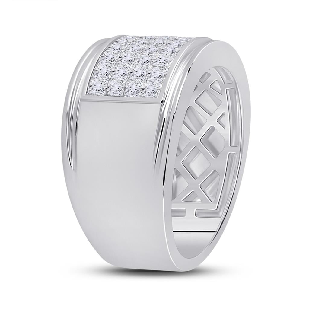 14k White Gold Princess Diamond Band Ring 3 Cttw