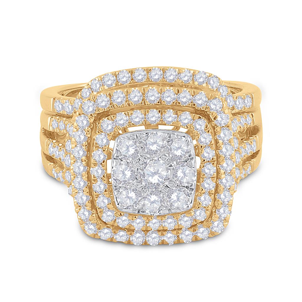 14k Yellow Gold Round Diamond Bridal Wedding Ring Set 1-1/2 Cttw