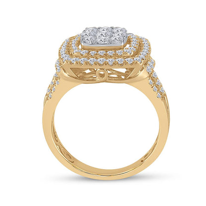 14k Yellow Gold Round Diamond Bridal Wedding Ring Set 1-1/2 Cttw