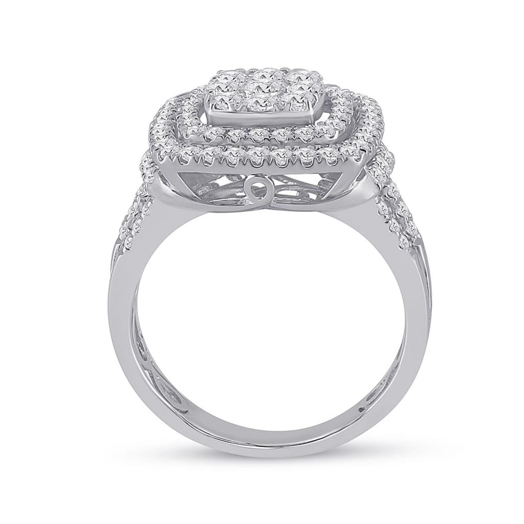 14k White Gold Round Diamond Bridal Wedding Ring Set 1-1/2 Cttw