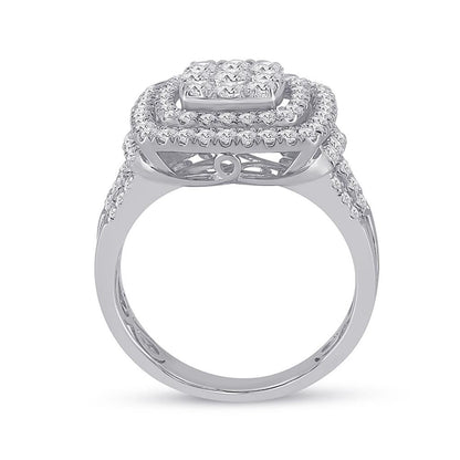14k White Gold Round Diamond Bridal Wedding Ring Set 1-1/2 Cttw