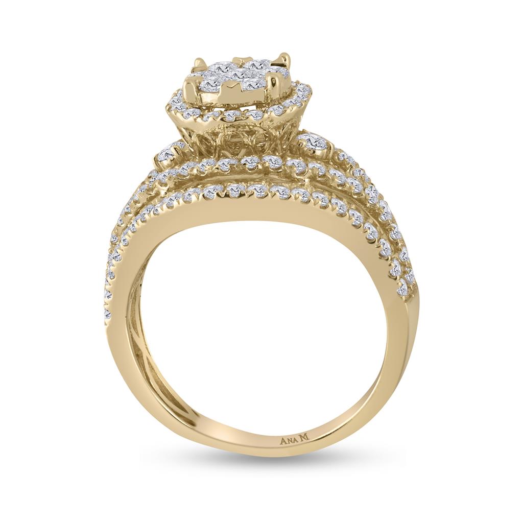 14k Yellow Gold Round Diamond Bridal Wedding Ring Set 1-3/4 Cttw