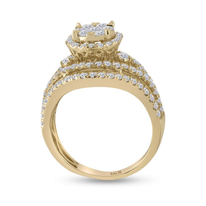 14k Yellow Gold Round Diamond Bridal Wedding Ring Set 1-3/4 Cttw