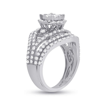 14k White Gold Round Diamond Bridal Wedding Ring Set 1-3/4 Cttw