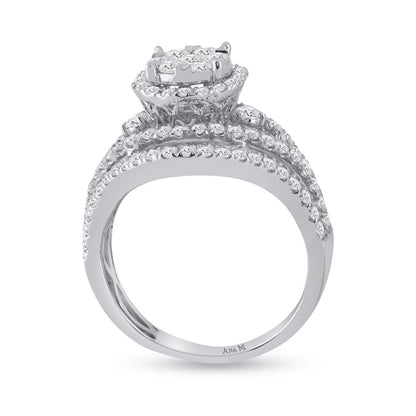 14k White Gold Round Diamond Bridal Wedding Ring Set 1-3/4 Cttw