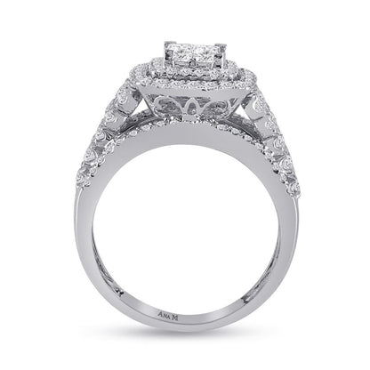 14k White Gold Princess Diamond Bridal Wedding Ring Set 1-3/4 Cttw