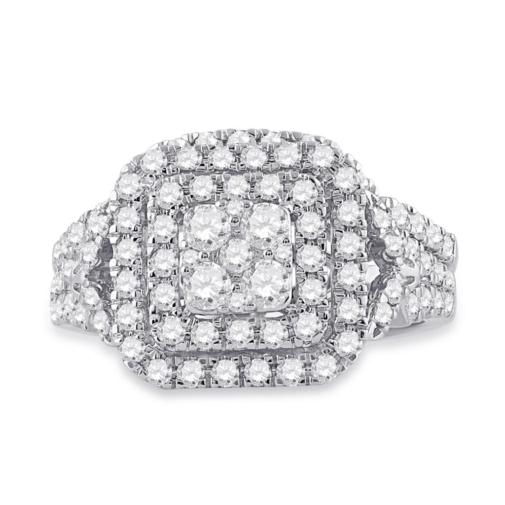 14k White Gold Round Diamond Bridal Wedding Ring Set 1-1/4 Cttw