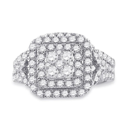 14k White Gold Round Diamond Bridal Wedding Ring Set 1-1/4 Cttw
