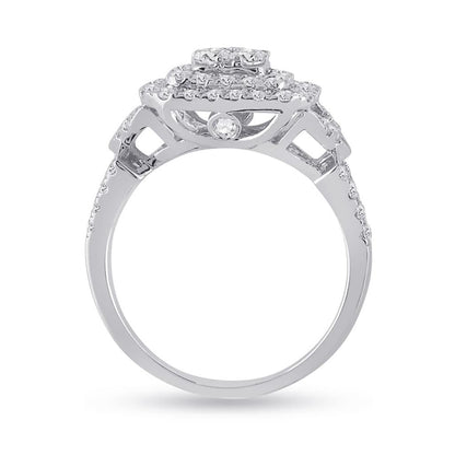 14k White Gold Round Diamond Bridal Wedding Ring Set 1-1/4 Cttw