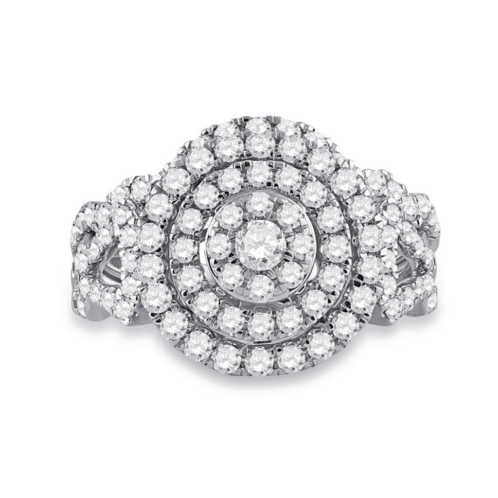 14k White Gold Round Diamond Bridal Wedding Ring Set 1-1/3 Cttw