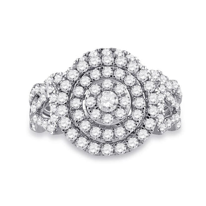14k White Gold Round Diamond Bridal Wedding Ring Set 1-1/3 Cttw