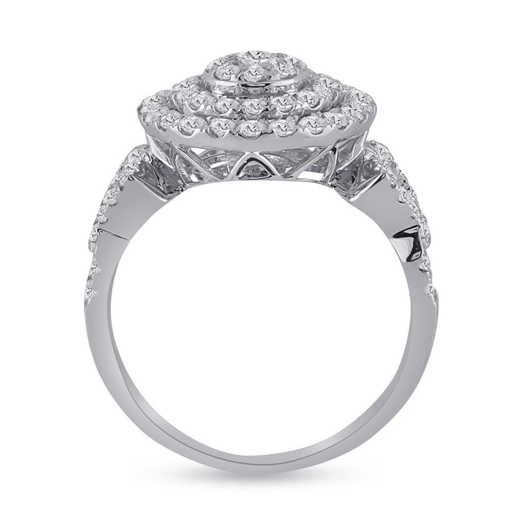 14k White Gold Round Diamond Bridal Wedding Ring Set 1-1/3 Cttw