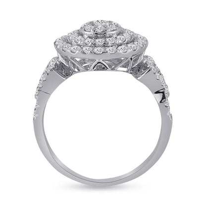 14k White Gold Round Diamond Bridal Wedding Ring Set 1-1/3 Cttw