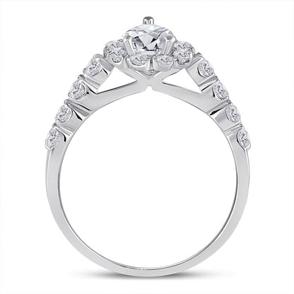 14k White Gold Oval Diamond Bridal Wedding Ring Set 2 Cttw