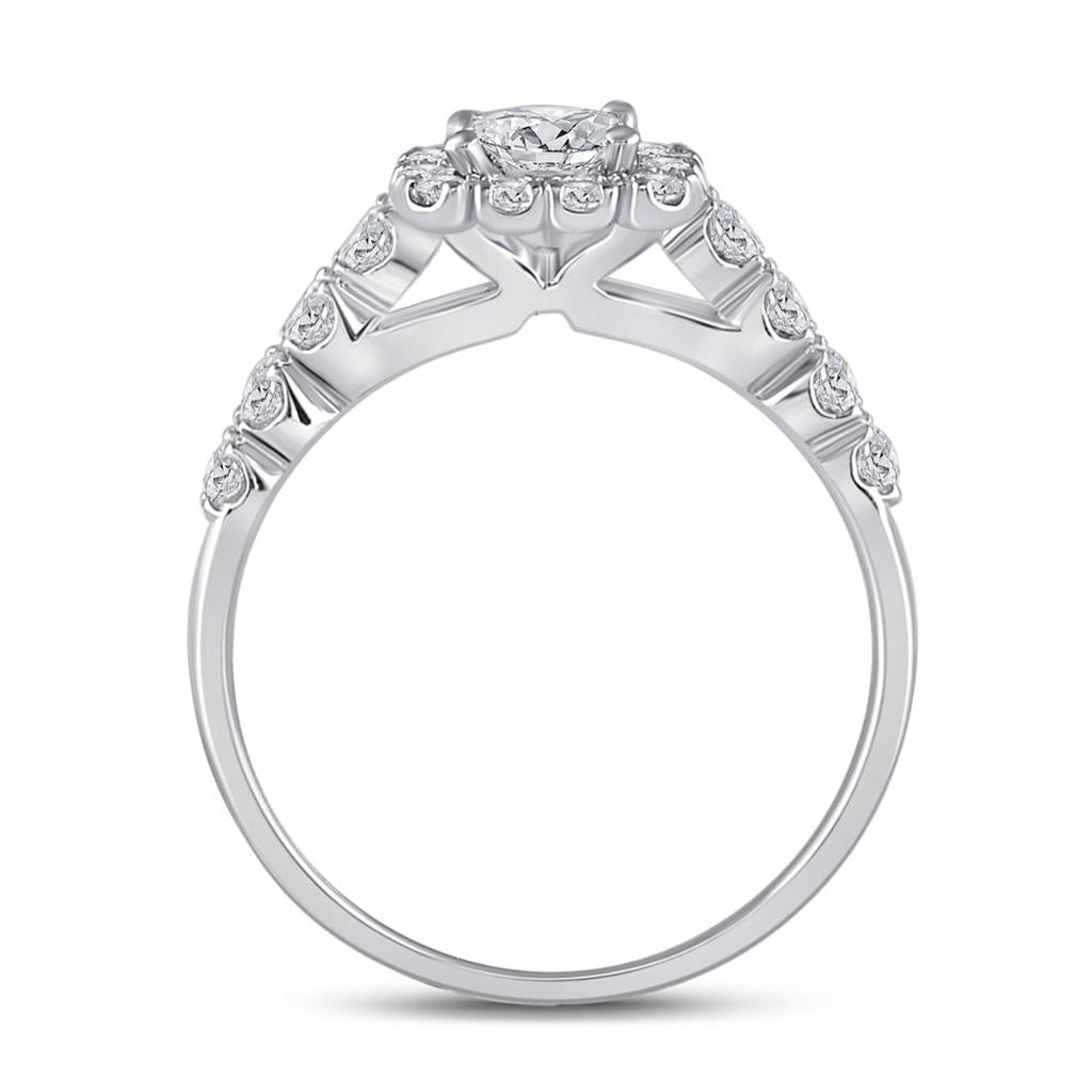 14k White Gold Princess Diamond Bridal Wedding Ring Set 2 Cttw (Certified)