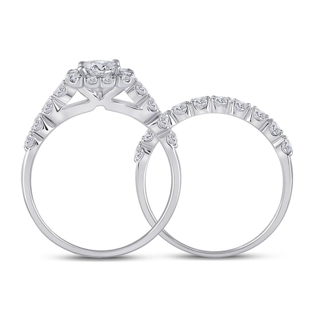 14k White Gold Princess Diamond Bridal Wedding Ring Set 2 Cttw (Certified)