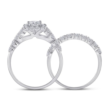 14k White Gold Princess Diamond Bridal Wedding Ring Set 2 Cttw (Certified)