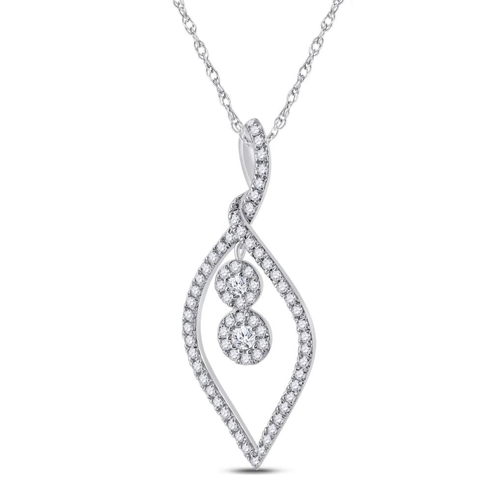 14k White Gold Round Diamond Fashion Pendant 1/4 Cttw