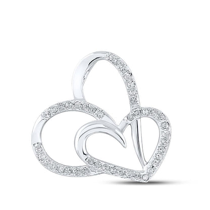 14k White Gold Round Diamond Heart Pendant 1/6 Cttw