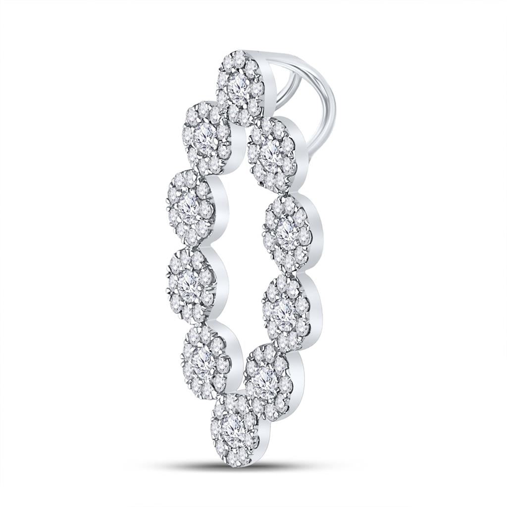 14k White Gold Round Diamond Oval Fashion Pendant 3/4 Cttw