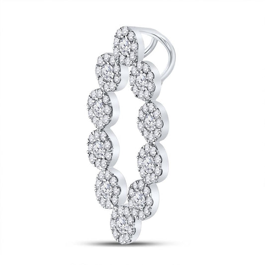 14k White Gold Round Diamond Oval Fashion Pendant 3/4 Cttw