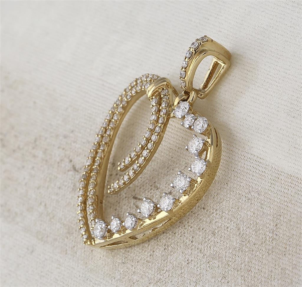 14k Yellow Gold Round Diamond Heart Pendant 5/8 Cttw