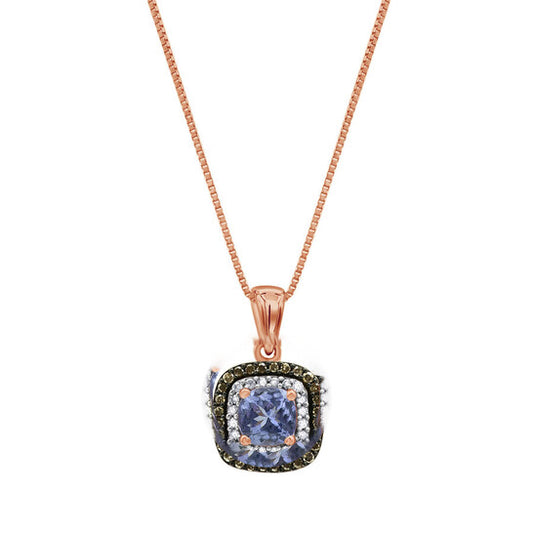 Original Diamond Muse 0.15 cttw 14KT White Gold Tanzanite Diamond Accent Pendant Necklace for Women