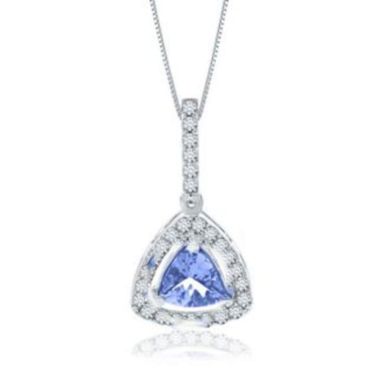 Original Diamond Muse 0.30 cttw 14KT White Gold Tanzanite Diamond Accent Pendant Neckalce for Women