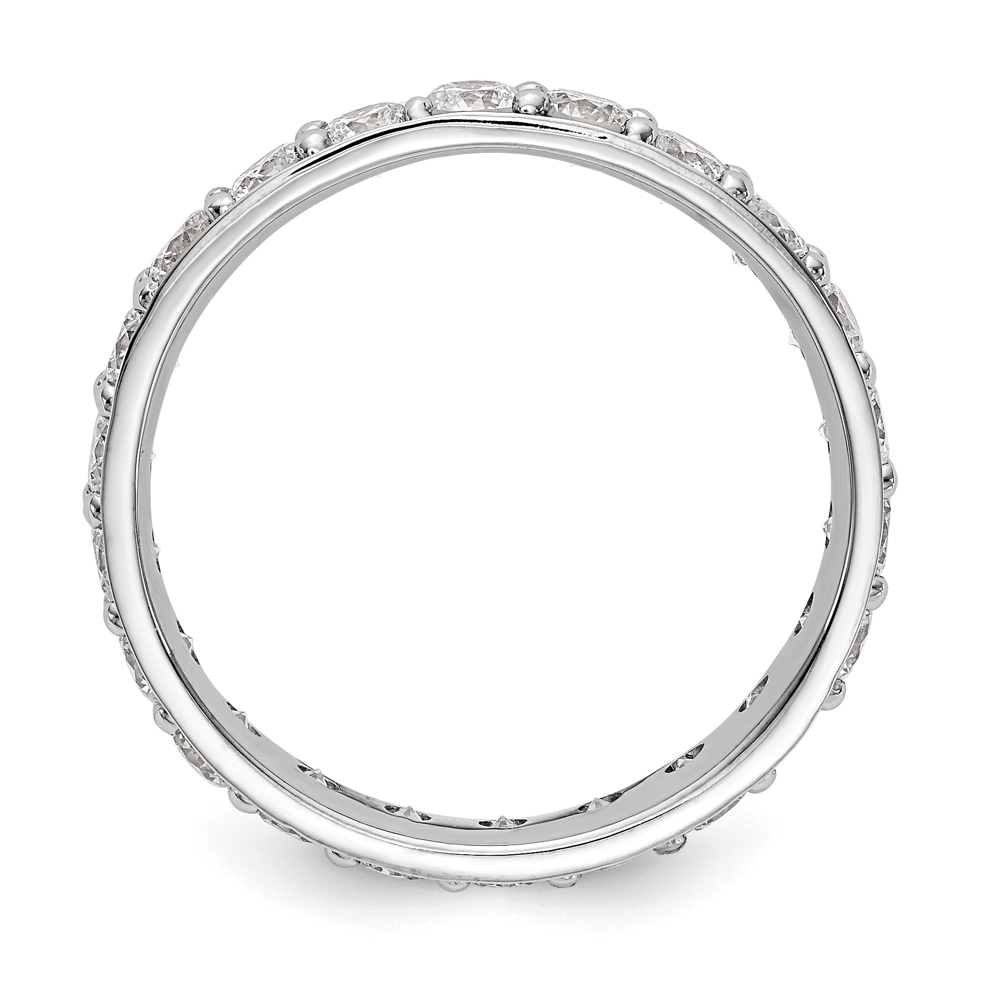 14k White Gold Polished Vintage 2ct Diamond Eternity Band