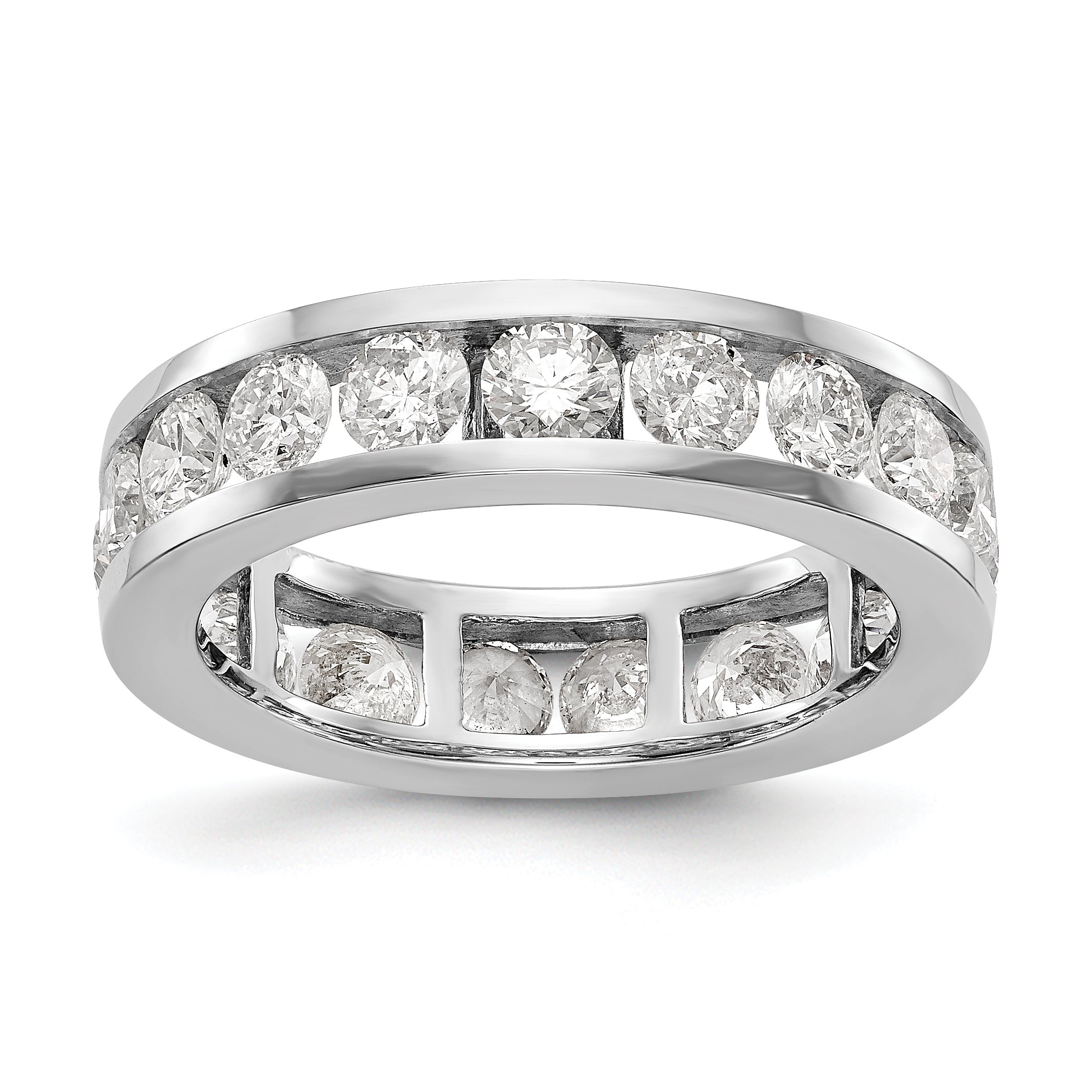 2 Ct. Natural Diamond Womens Eternity Anniversary Wedding Band Ring in 14k White Gold