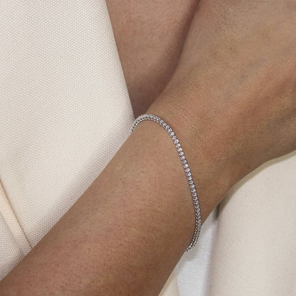 3.0 ct. tw. Classic Four-Prong Natural Diamond Tennis Bracelet in 14K White Gold